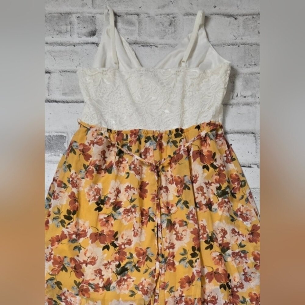 Suzy Shier White Lace & Orange Floral High Low Maxi Dress XL - Picture 11 of 15